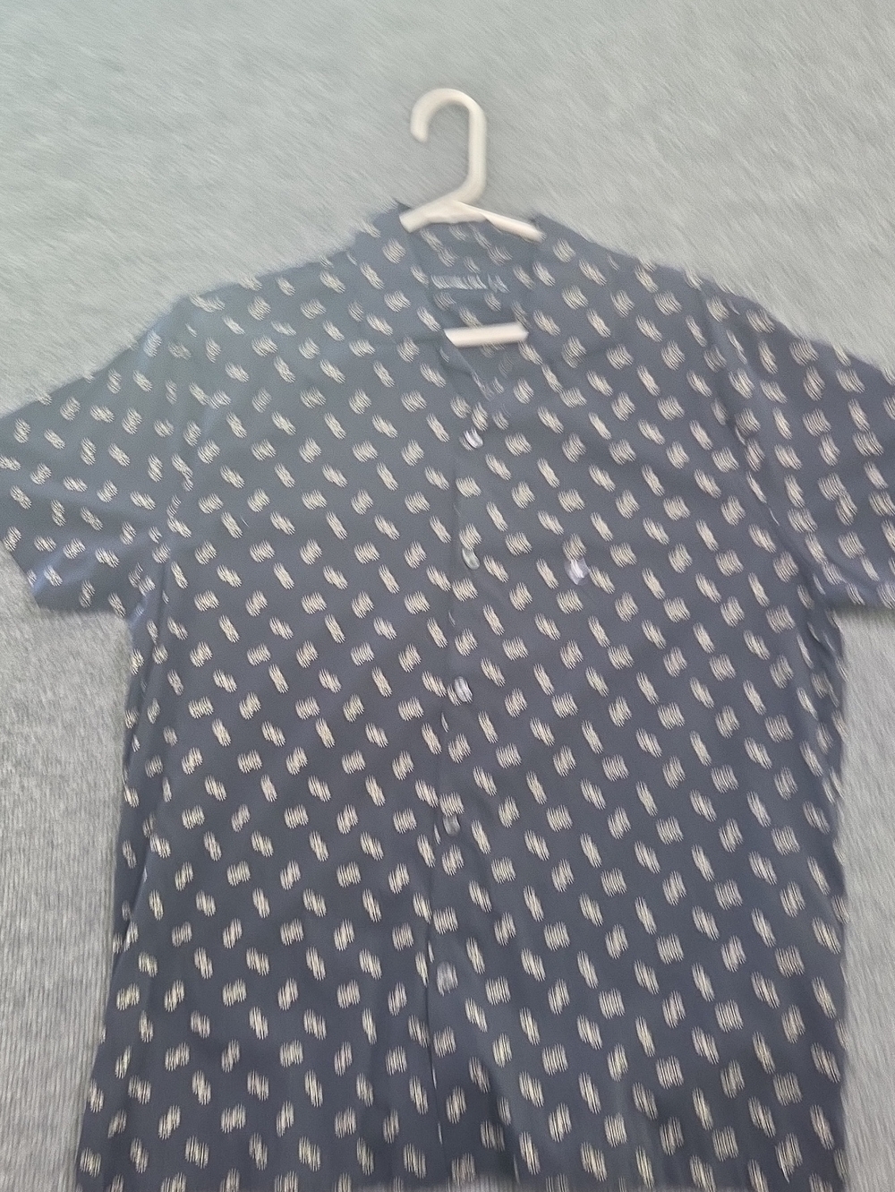 Abercrombie & Fitch Navy Short-Sleeve Button-Down with White Paisley